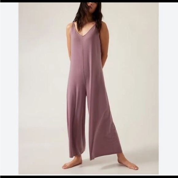 Athleta Pants - Athleta wide leg jumpsuit nwot mauve casual classic winter $98